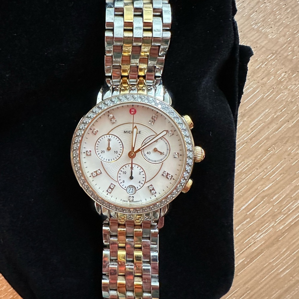 Michele Two Tone diamond Sydney chronography watch